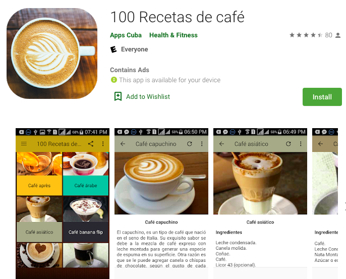 100 recetas de café App