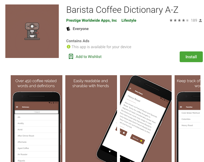 Barista Coffee Dictionary App
